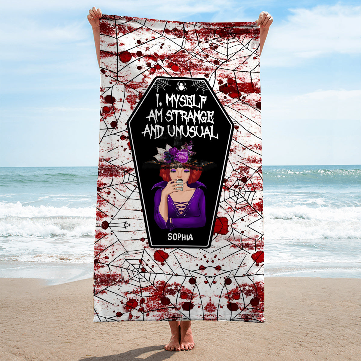 I Myself Am Strange and Unusual - Personalized Witch Beach Towel
