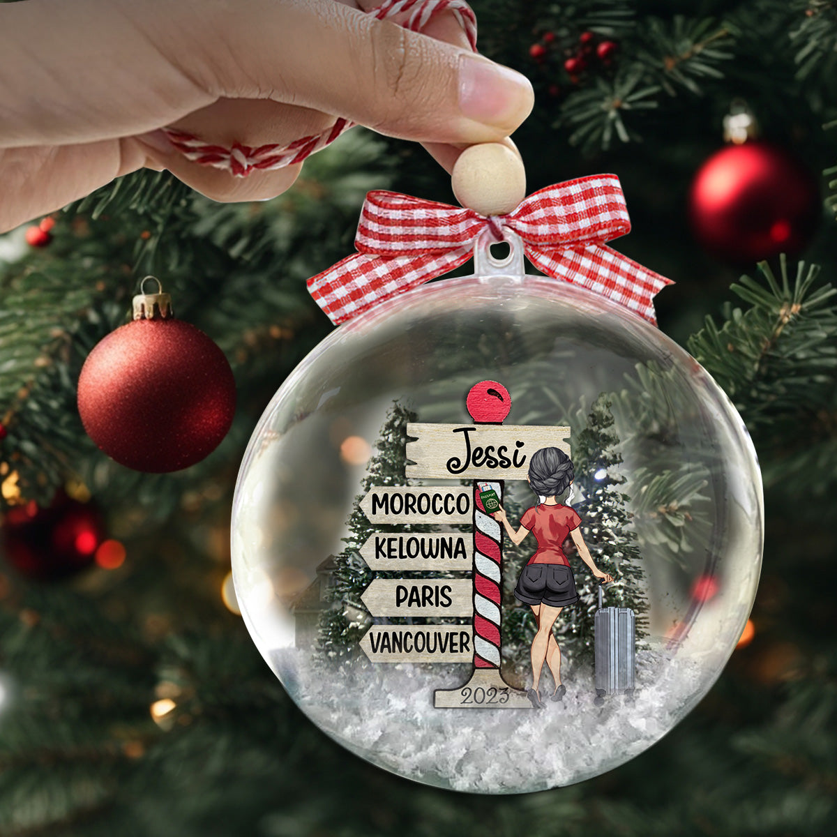 Love Travelling - Personalized Travelling Snow Globe Ornament