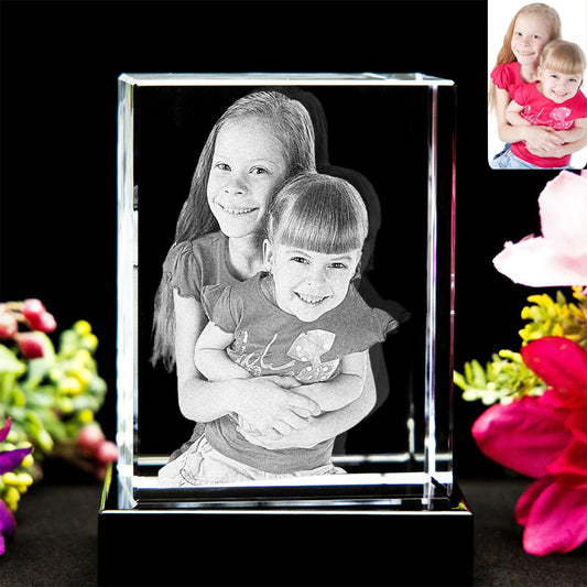 We Have Each Others - Sibling gift for step brother, sister - Personalized Laser Engraving 3D Cuboid Shaped Crystal Lamp