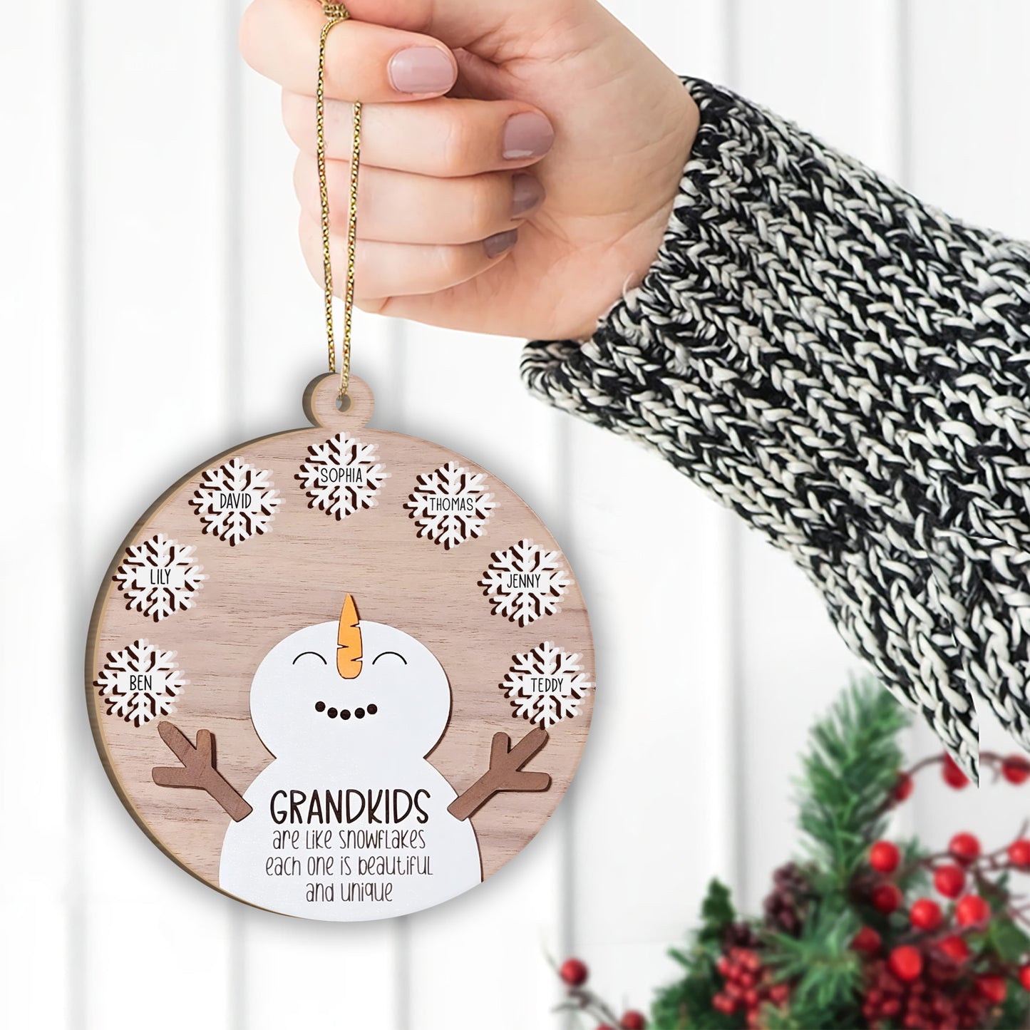 Grandkids Are Like Snowflakes - Gift for grandma - Personalized 2 Layered Piece Ornament
