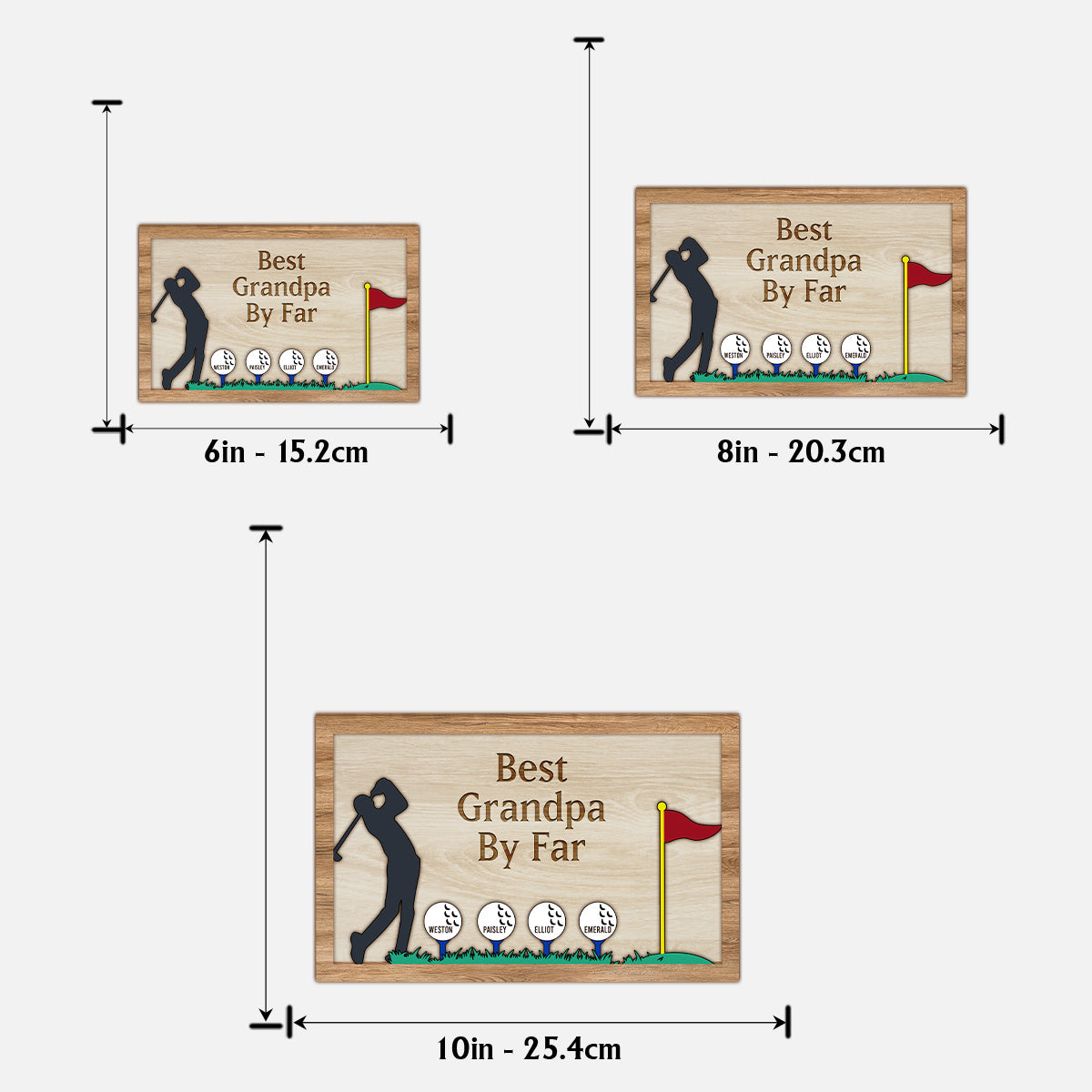 Best Grandpa/Dad By Far - Personalized Golf 2 Layered Wood Sign / Wood Plaque