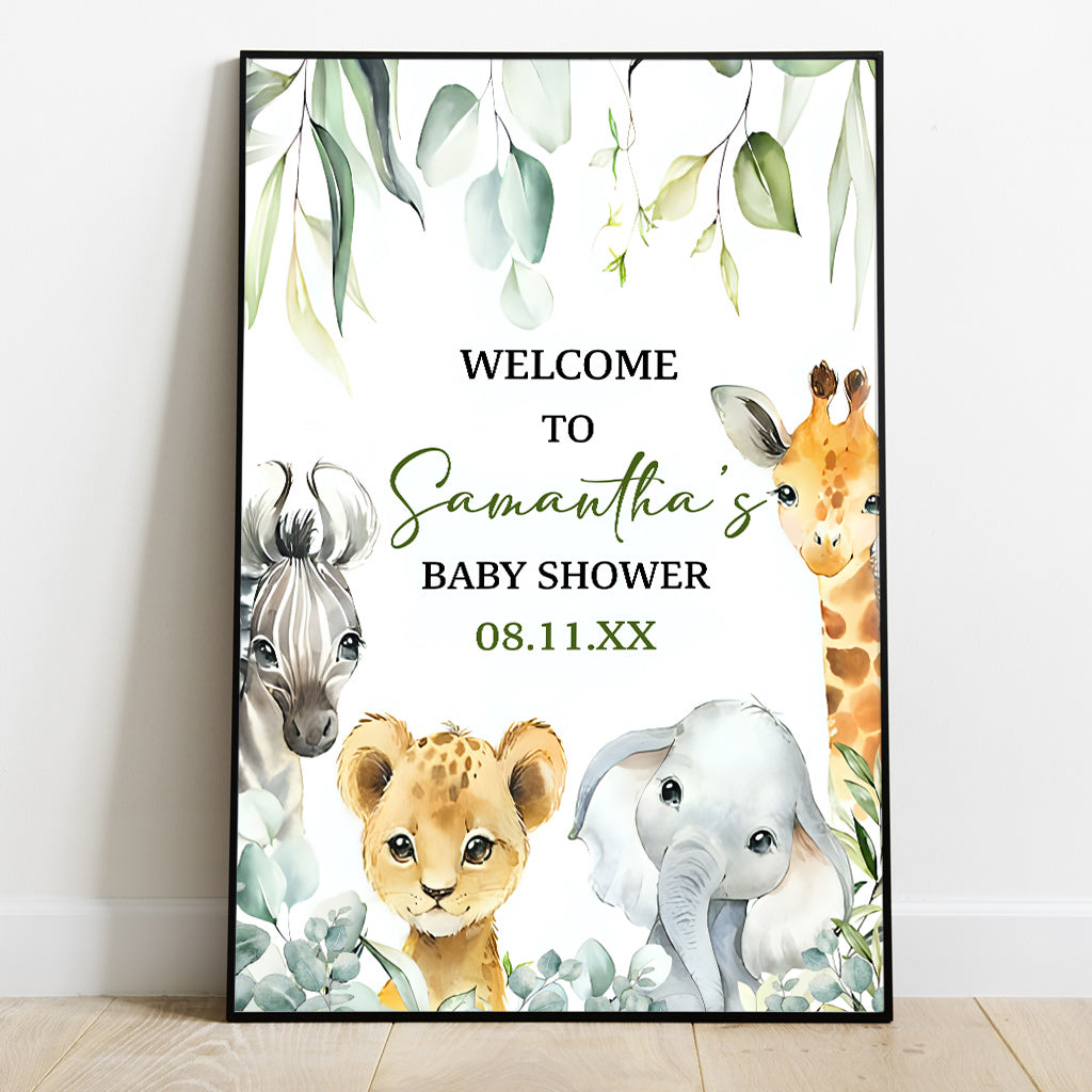 Welcome To Baby Shower - Personalized Newborn Canvas And Poster