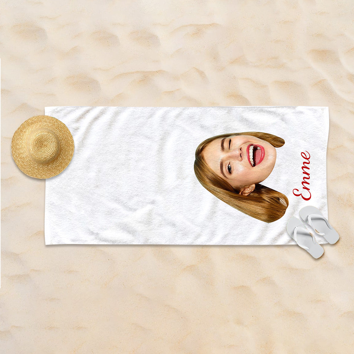 Funny Face - Personalized Beach Towel
