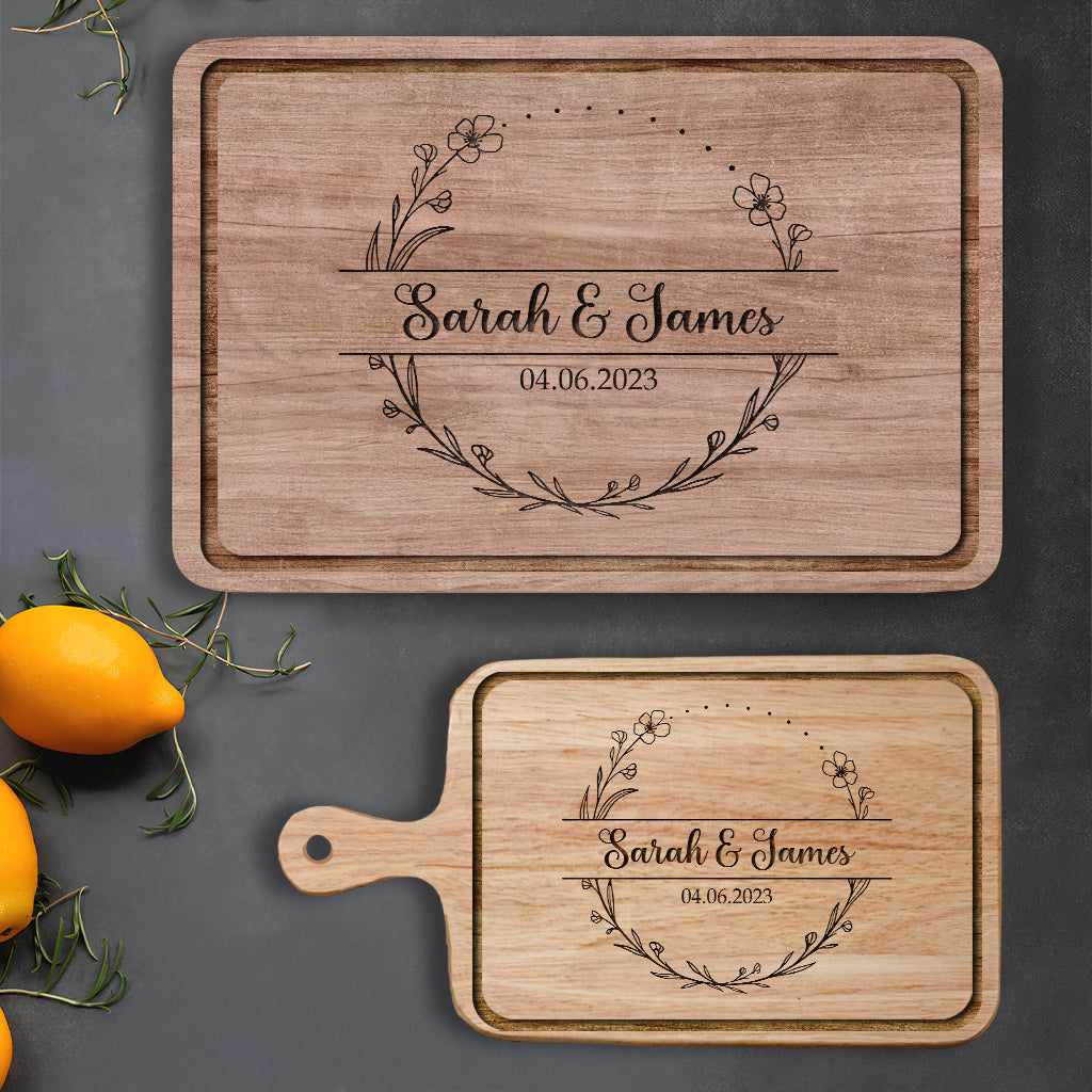 Cutting Board For Wedding Gift With Engraved Design - Personalized wedding Cutting Board