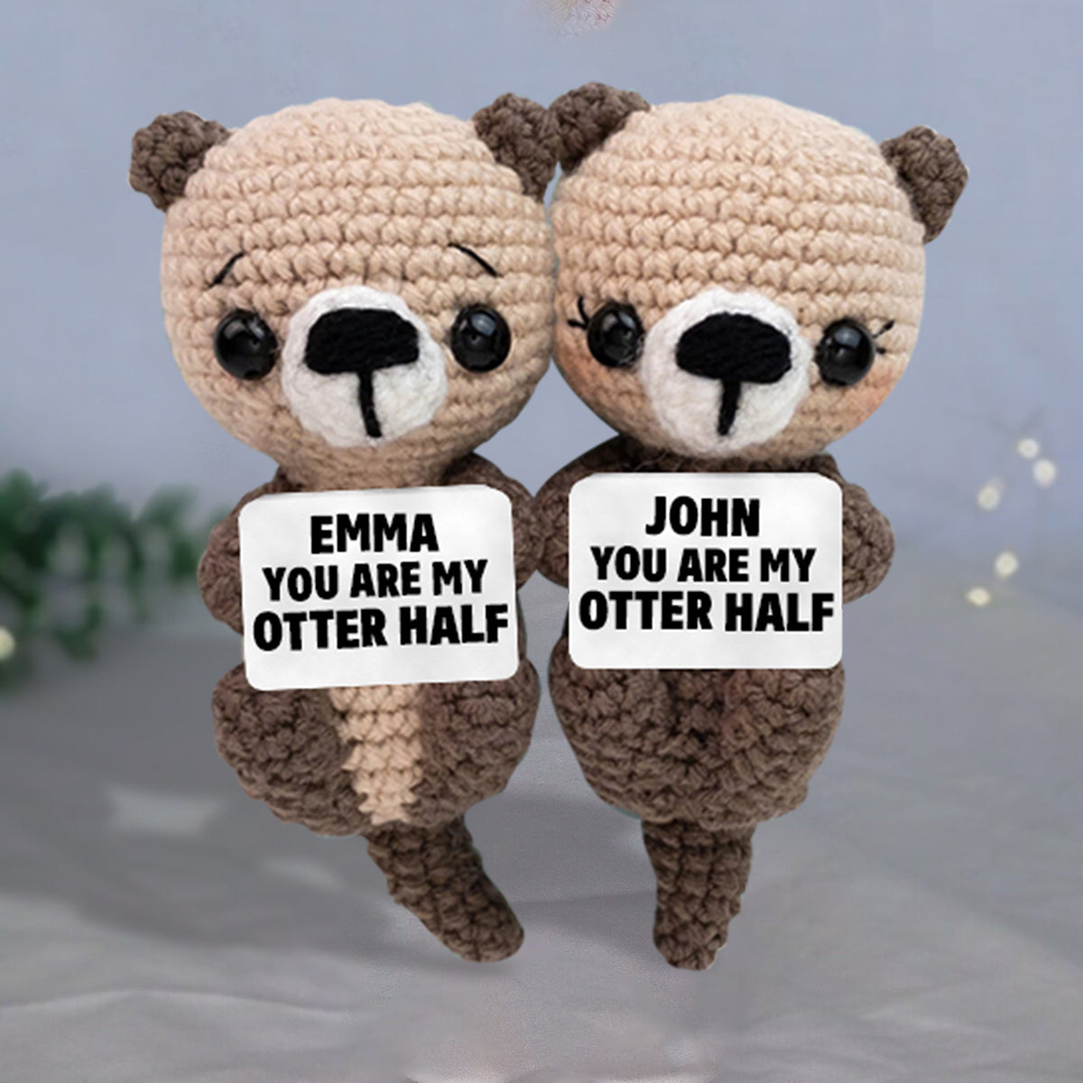 You Are My Otter Half - Personalized Couple Hand Knitted Figurine
