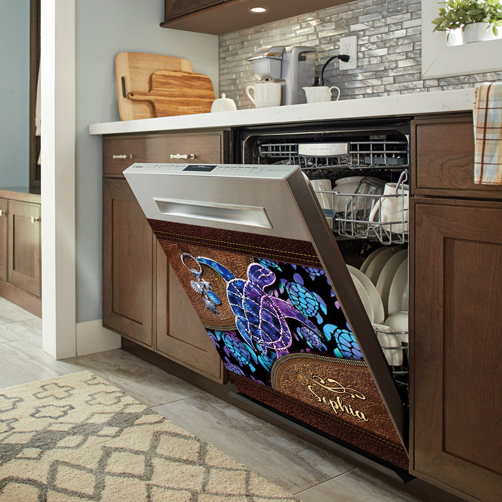 Salty Lil' Beach - Personalized Turtle Dishwasher Cover