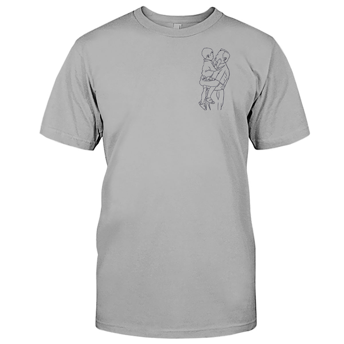 Custom Line Art - Personalized Grandpa Embroidered T-shirt