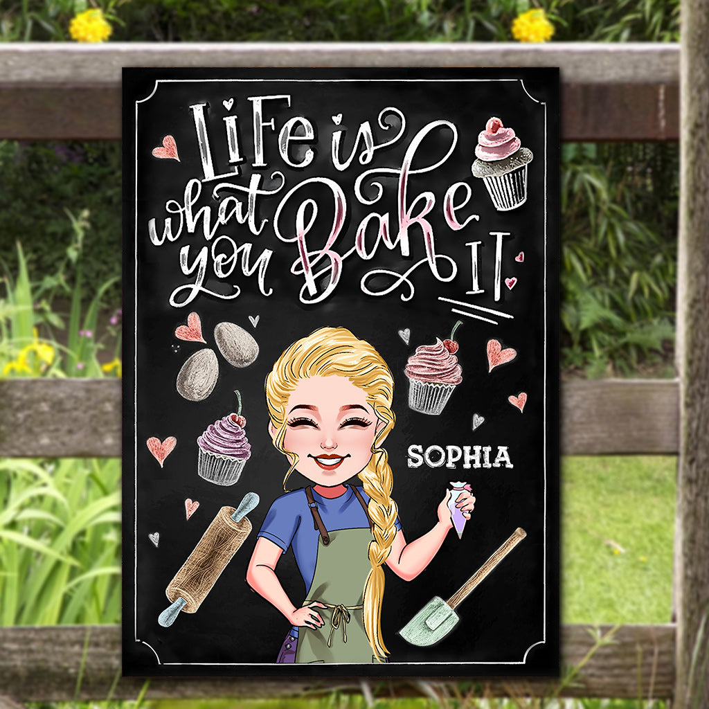 Life Is What You Bake It - Personalized Baking Rectangle Metal Sign