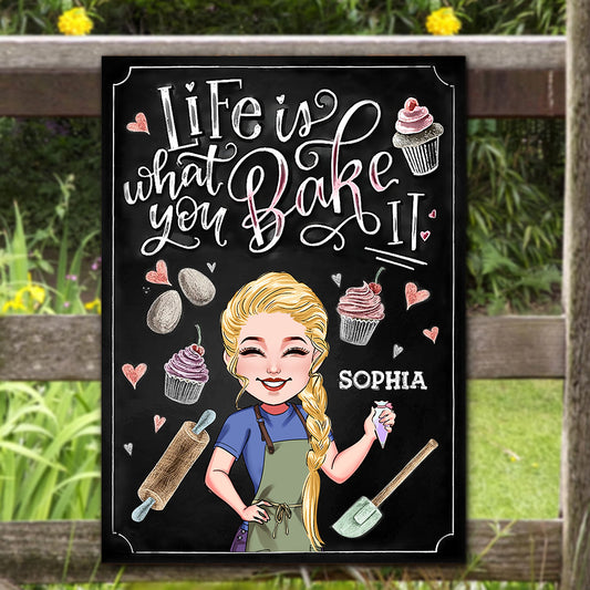 Life Is What You Bake It - Personalized Baking Rectangle Metal Sign