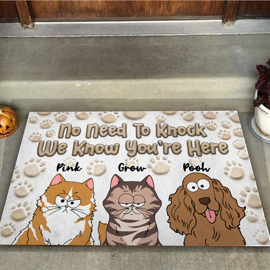 No Need To Knock We Know You’re Here - Personalized Dog Doormat