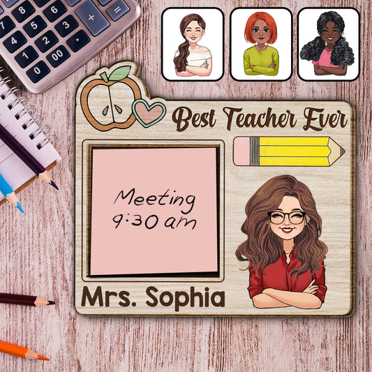 Best Teacher Ever - Personalized Teacher 2 Layered Wood Sign