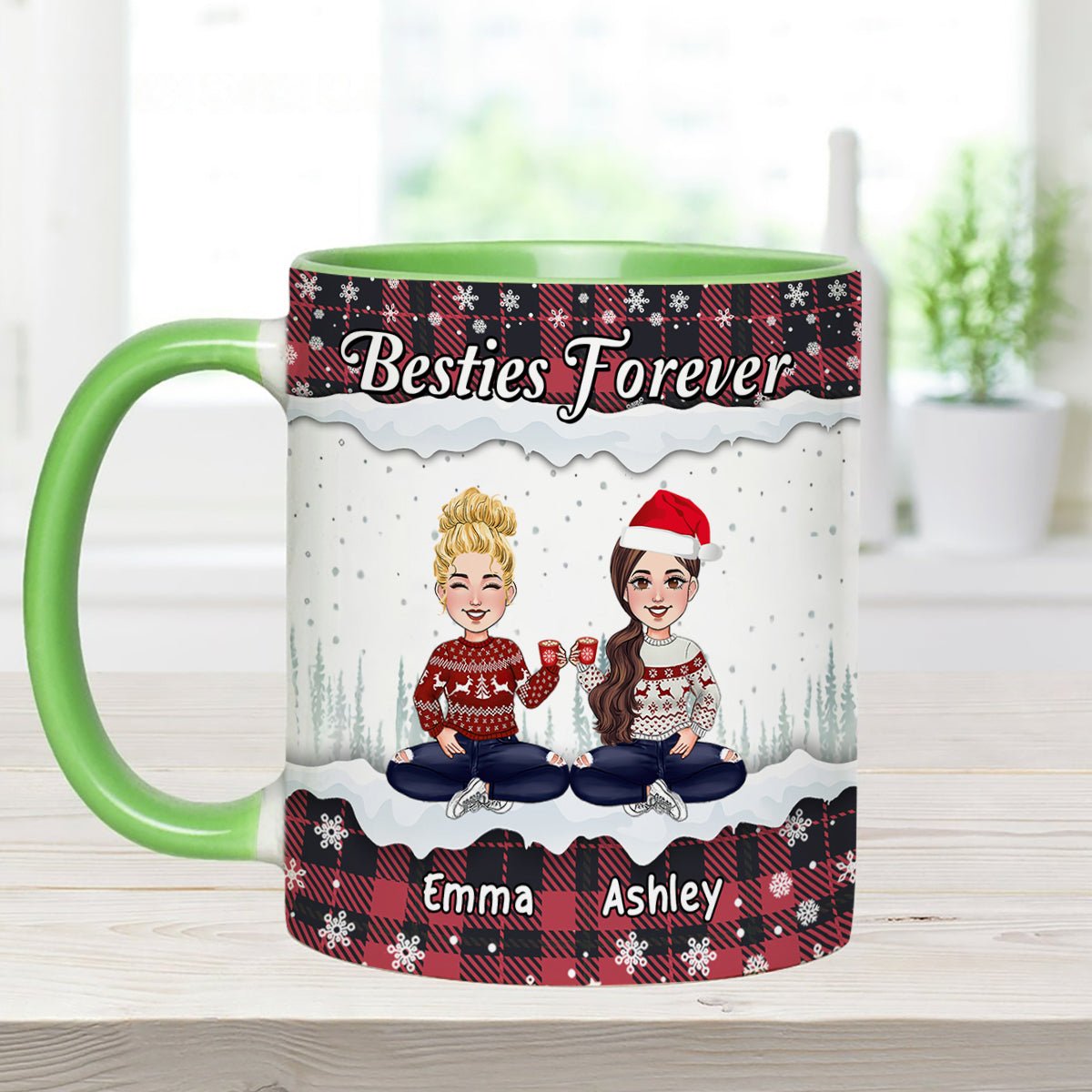 Besties Forever - Personalized Bestie Accent Mug