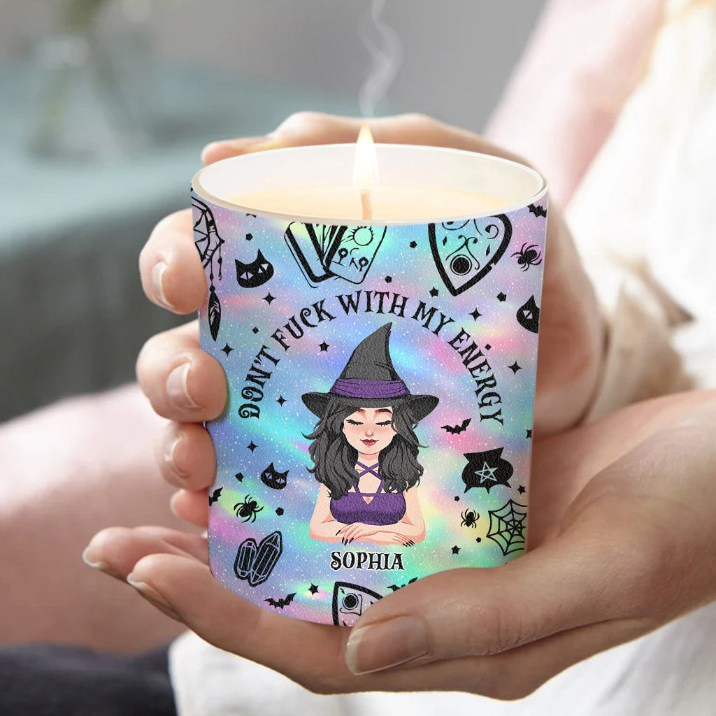 Don't F With My Energy - Personalized Witch Candle With Wooden Lid