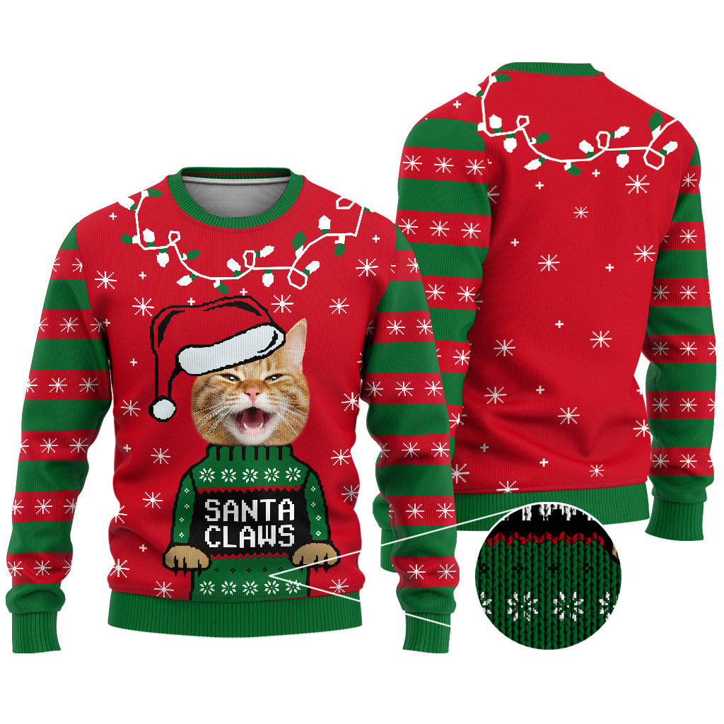 Santa Claws Christmas - Personalized Cat Ugly Sweater