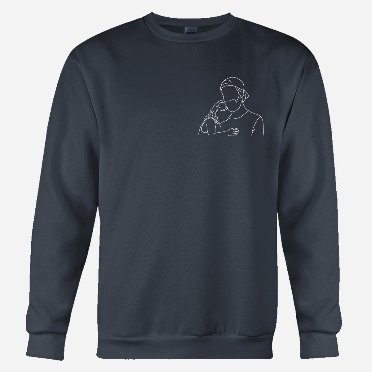 Custom Line Art - Personalized Father Embroidered Sweater