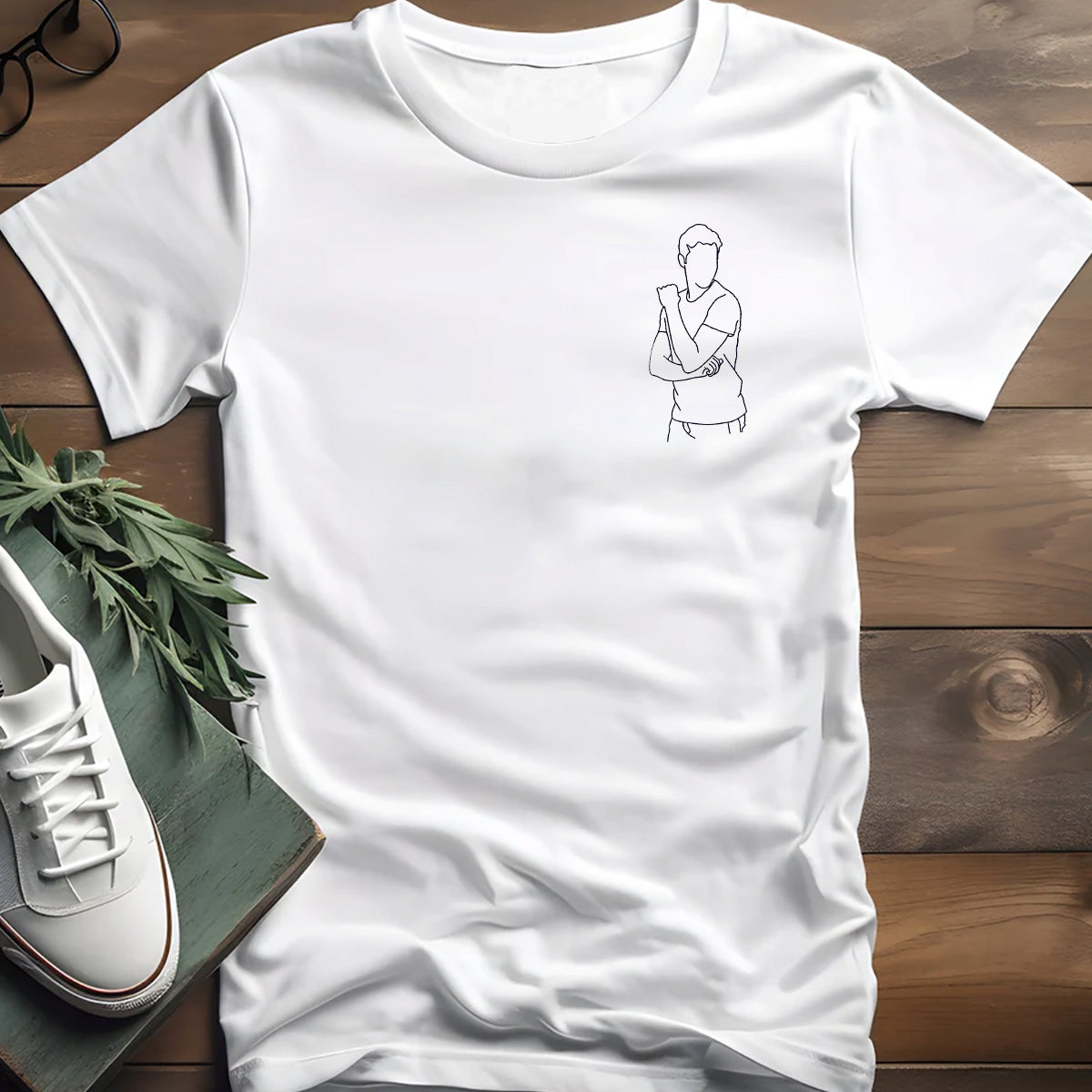 Custom Line Art - Personalized grandson Embroidered T-shirt