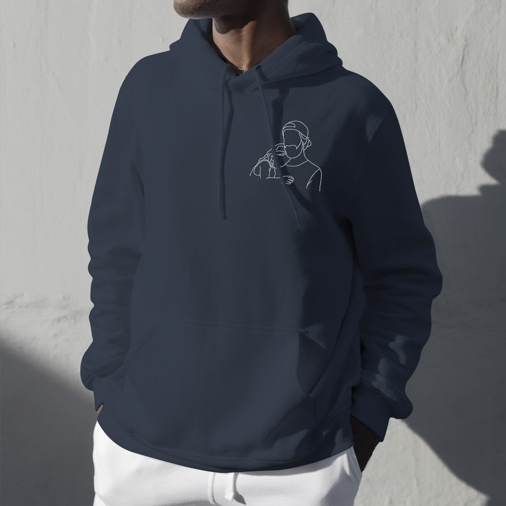 Custom Line Art - Personalized Uncle Embroidered Hoodie