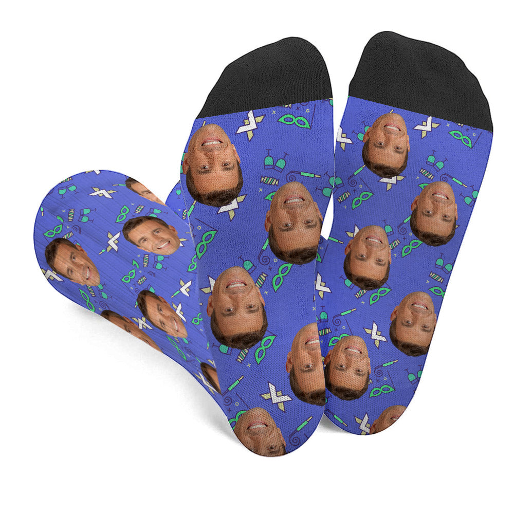 Custom Face Party Pattern - Personalized Uncle Socks