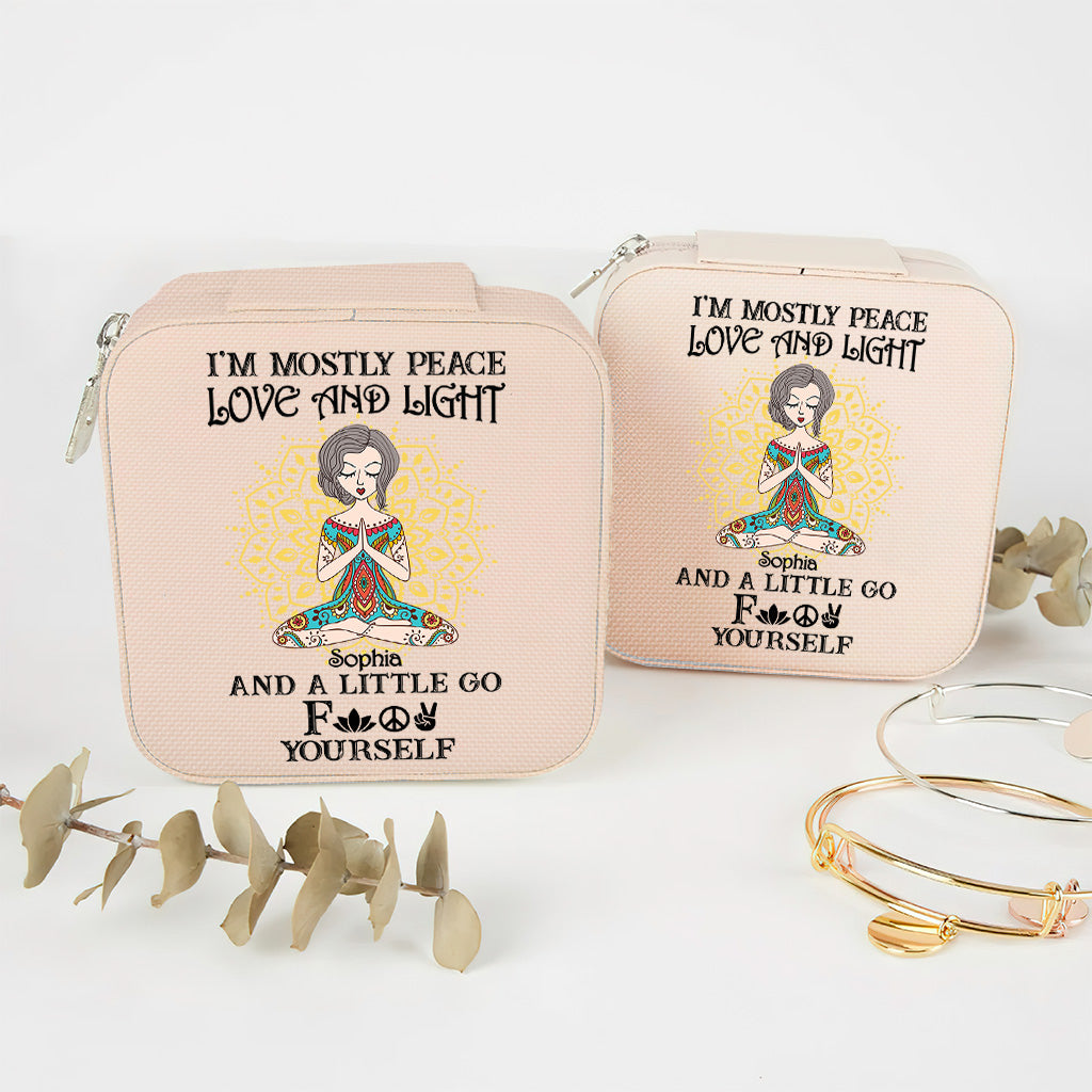 I’m Mostly Peace Love And Light - Personalized Yoga Jewelry Box