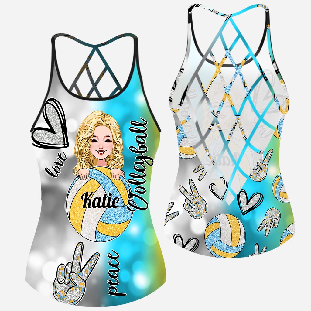 Cool Volleyball Mom - Personalized Volleyball Cross Tank Top