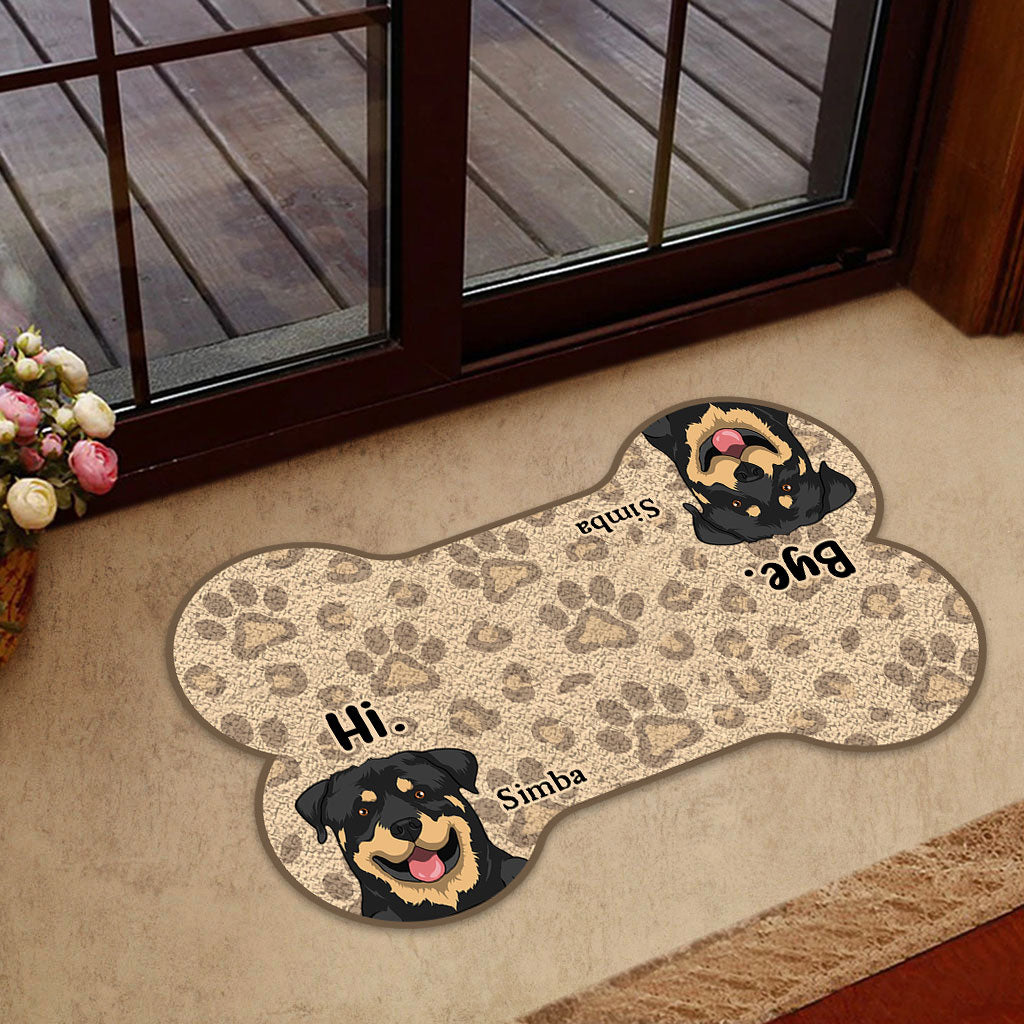 Hi Bye - Personalized Dog Shaped Doormat