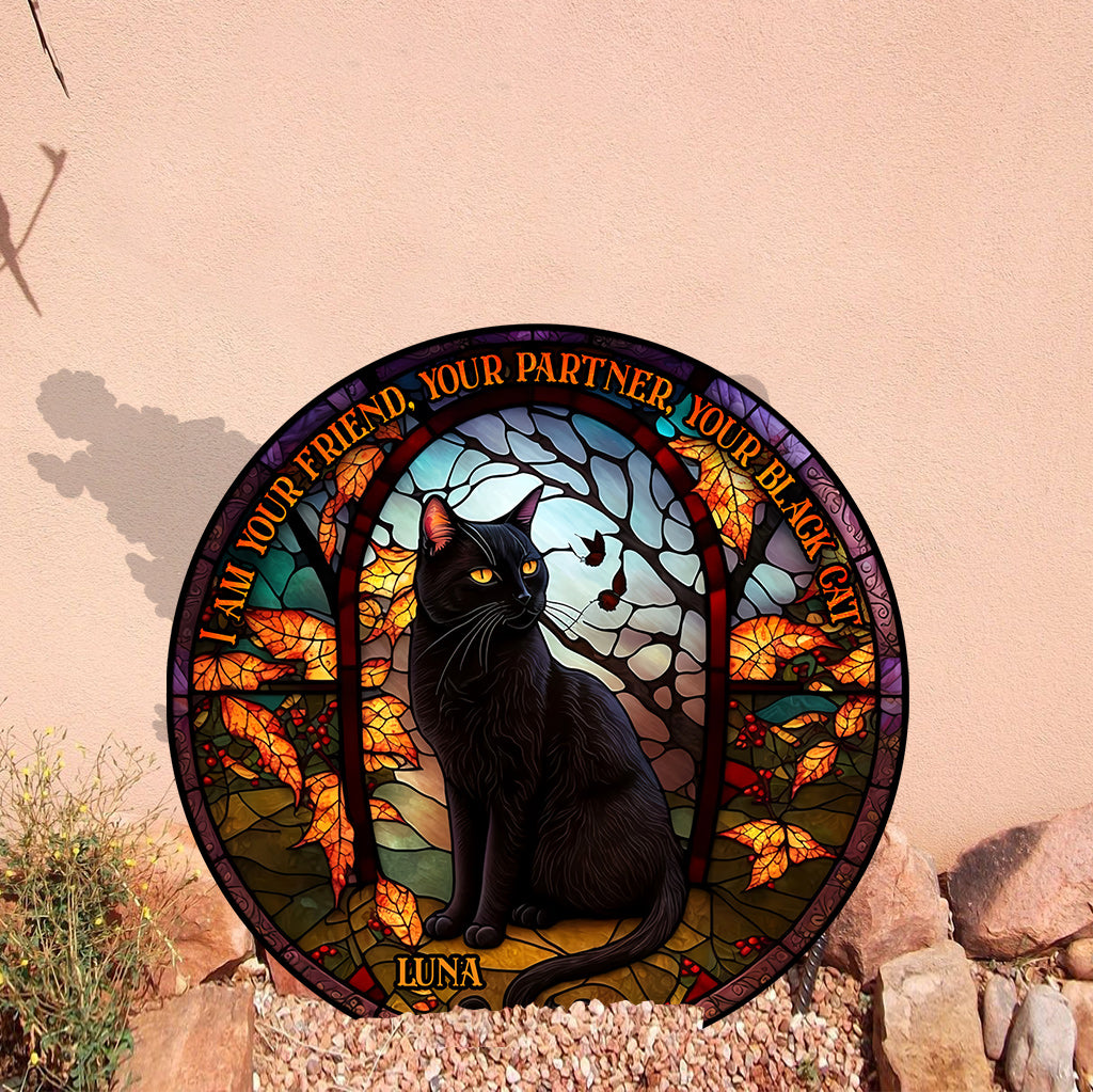Black Cat - Personalized Black Cat Acrylic Garden Sign