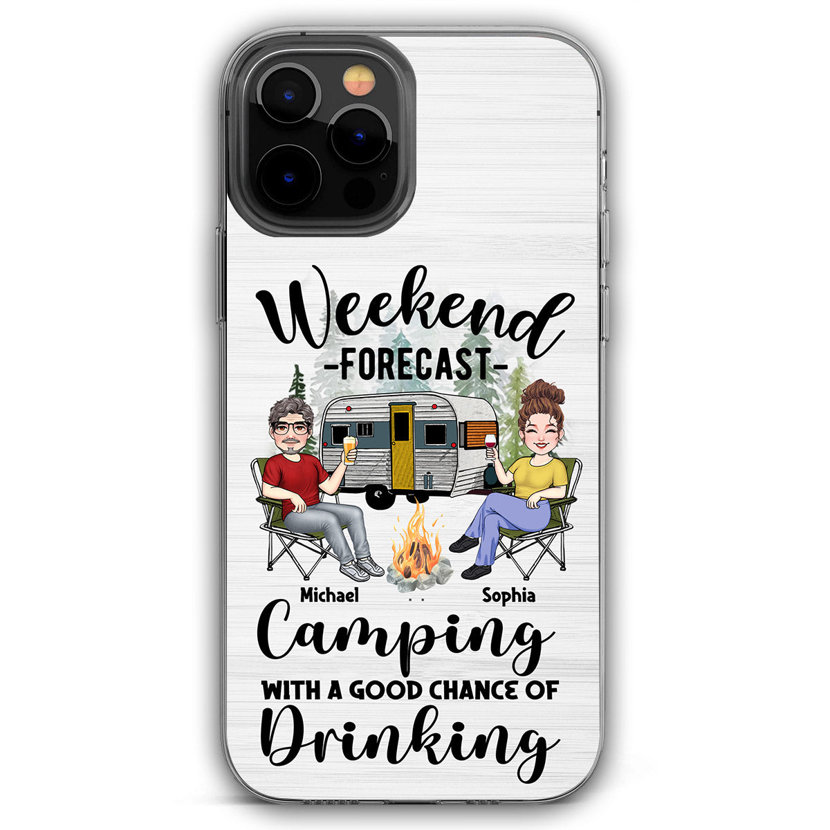 Weekend Forecast - Personalized Camping Clear Phone Case