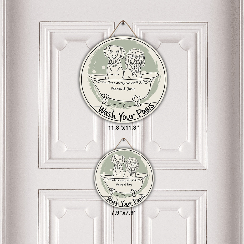 Wash Your Paws - Personalized Cat Round Wood Sign