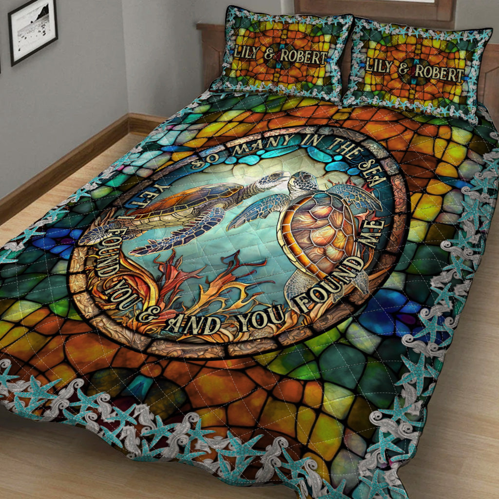 So Many In The Sea - Personalized Turtle Quilt Set