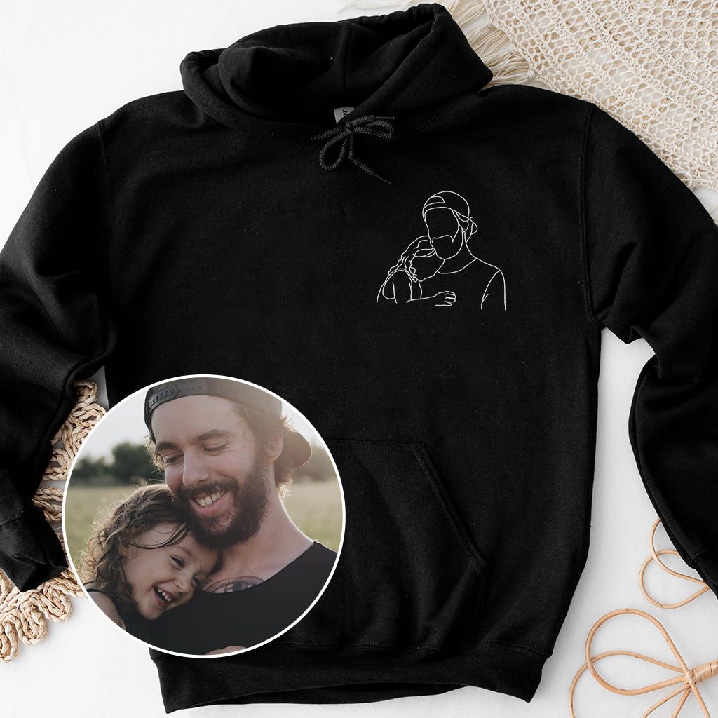 Custom Line Art - Personalized Uncle Embroidered Hoodie