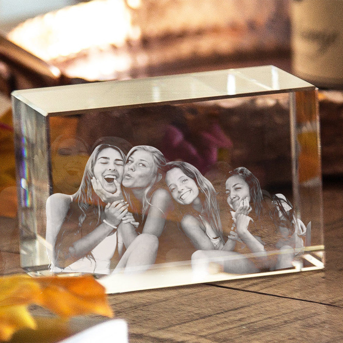 Custom Photo - Personalized granddaughter Laser Engraving 3D Cuboid Shaped Crystal Lamp