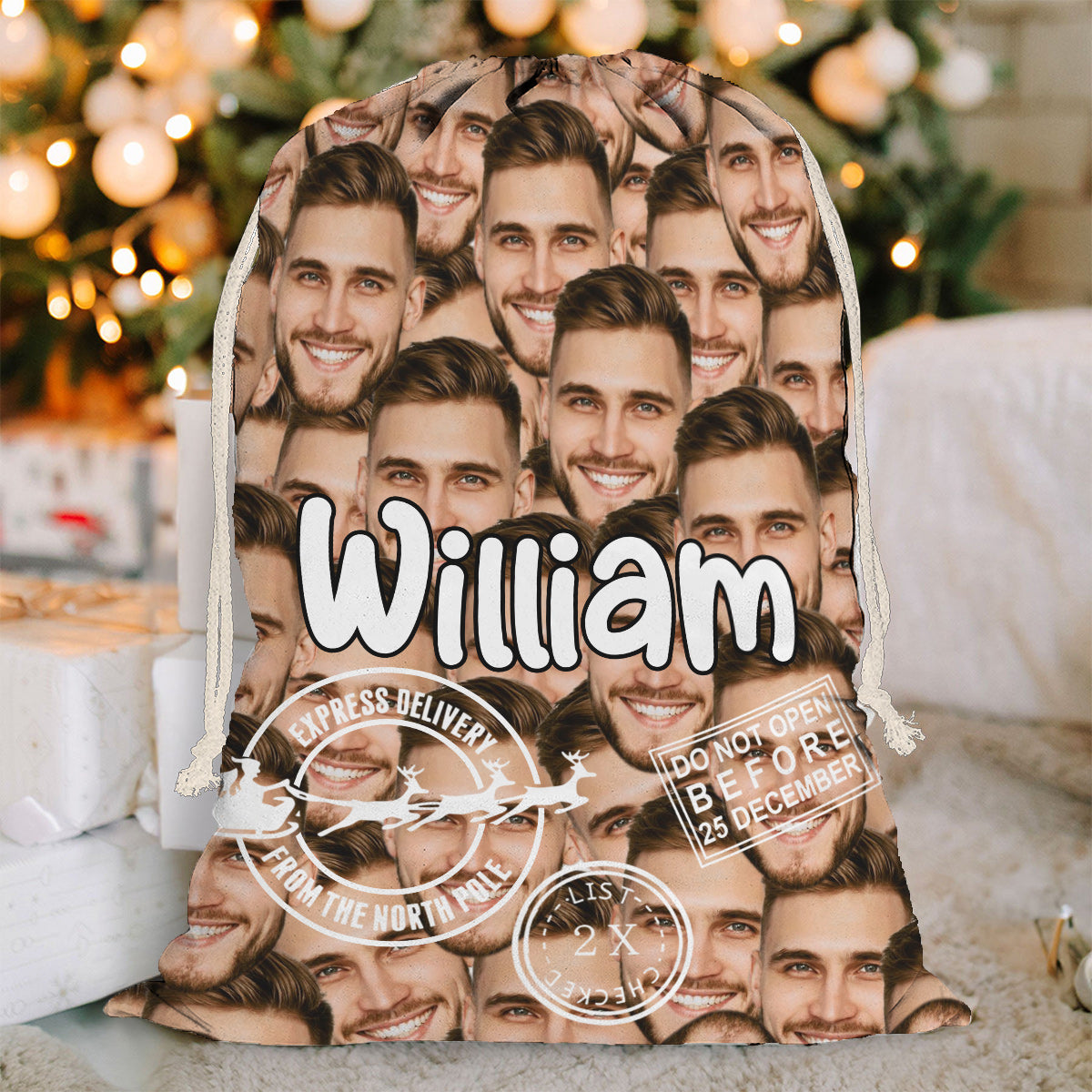 Cute Faces Christmas Special Delivery - Personalized Family Christmas Tote Bag