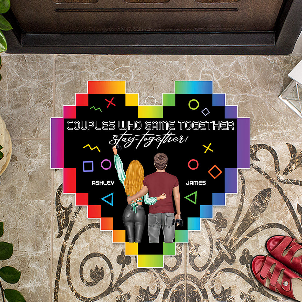 Couples Who Game Together Stay Together - Personalized Video Game Shaped Doormat
