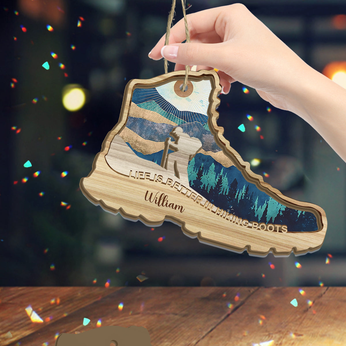 Life Is Better In Hiking Boots - Personalized Hiking Suncatcher