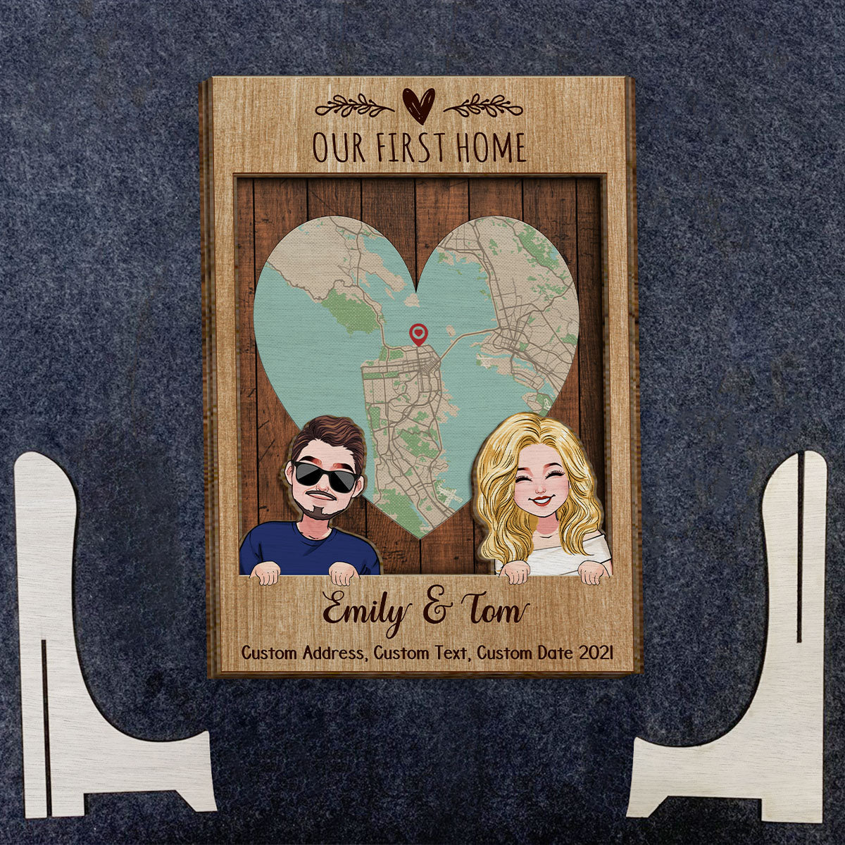 Our First Home - Personalized Housewarming 2 Layered Wood Sign / Wood Plaque