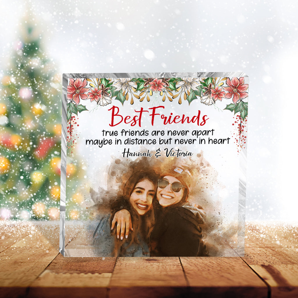 True Friends Are Never Apart - Personalized Bestie Custom Shaped Acrylic Plaque