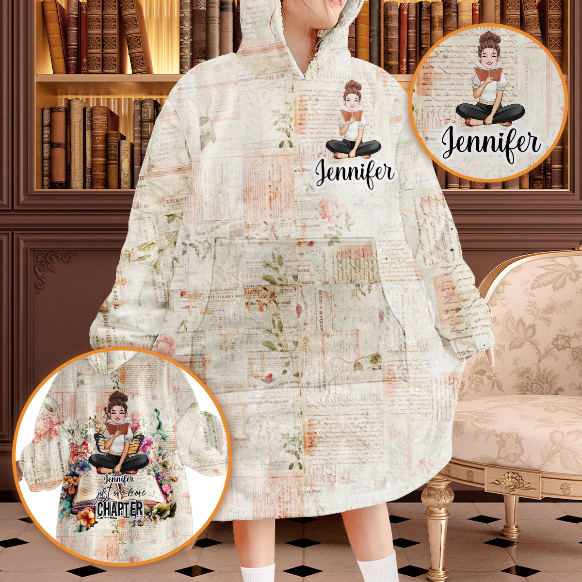 Just One More Chapter - Personalized Book Blanket Hoodie