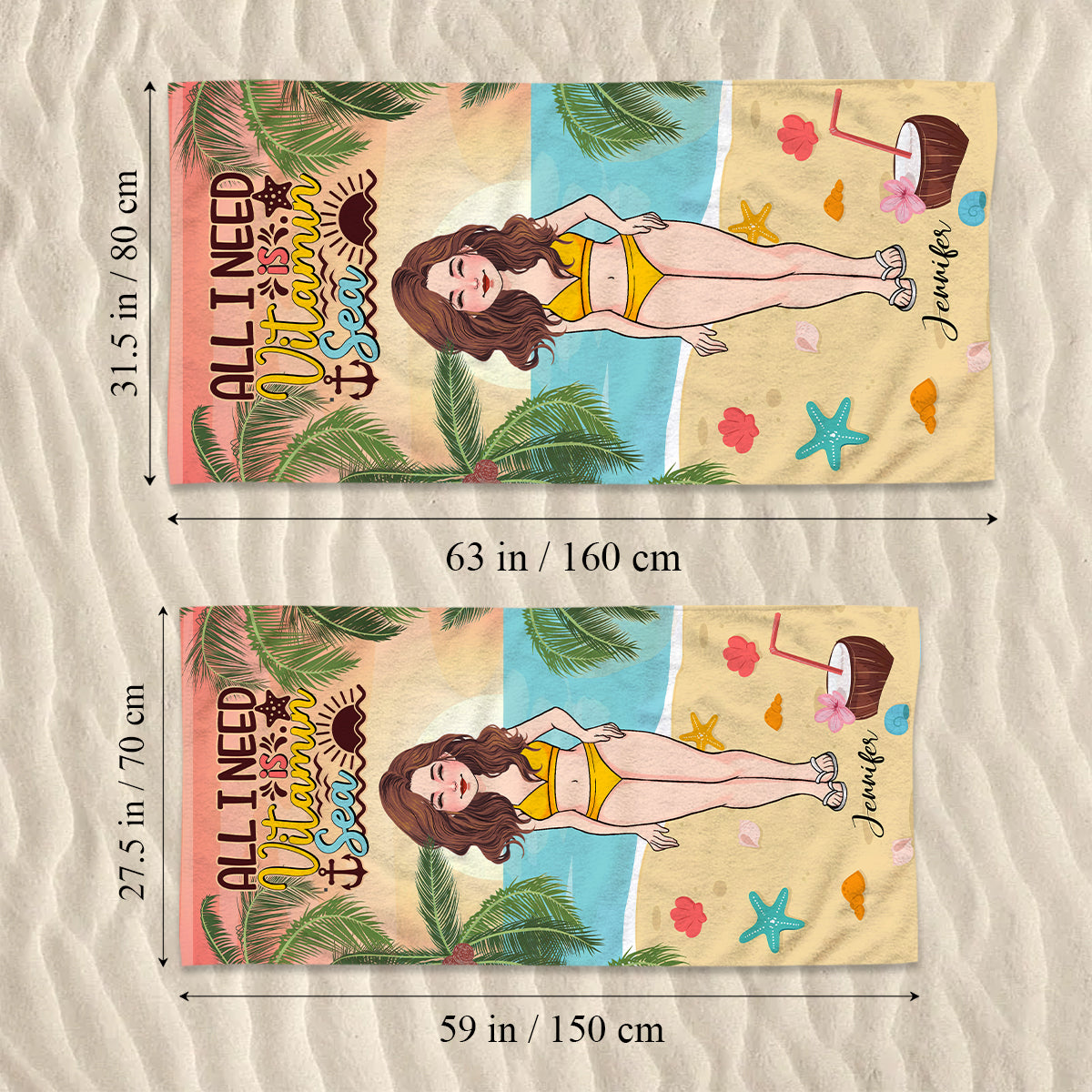 Salt In The Air Sand In My Hair - Personalized Sea Lover Beach Towel