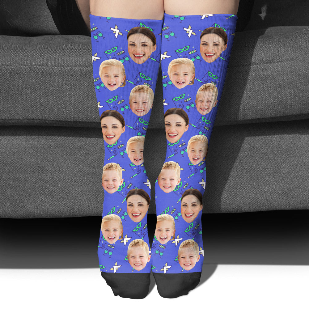 Custom Face Party Pattern - Personalized Step Mom Socks