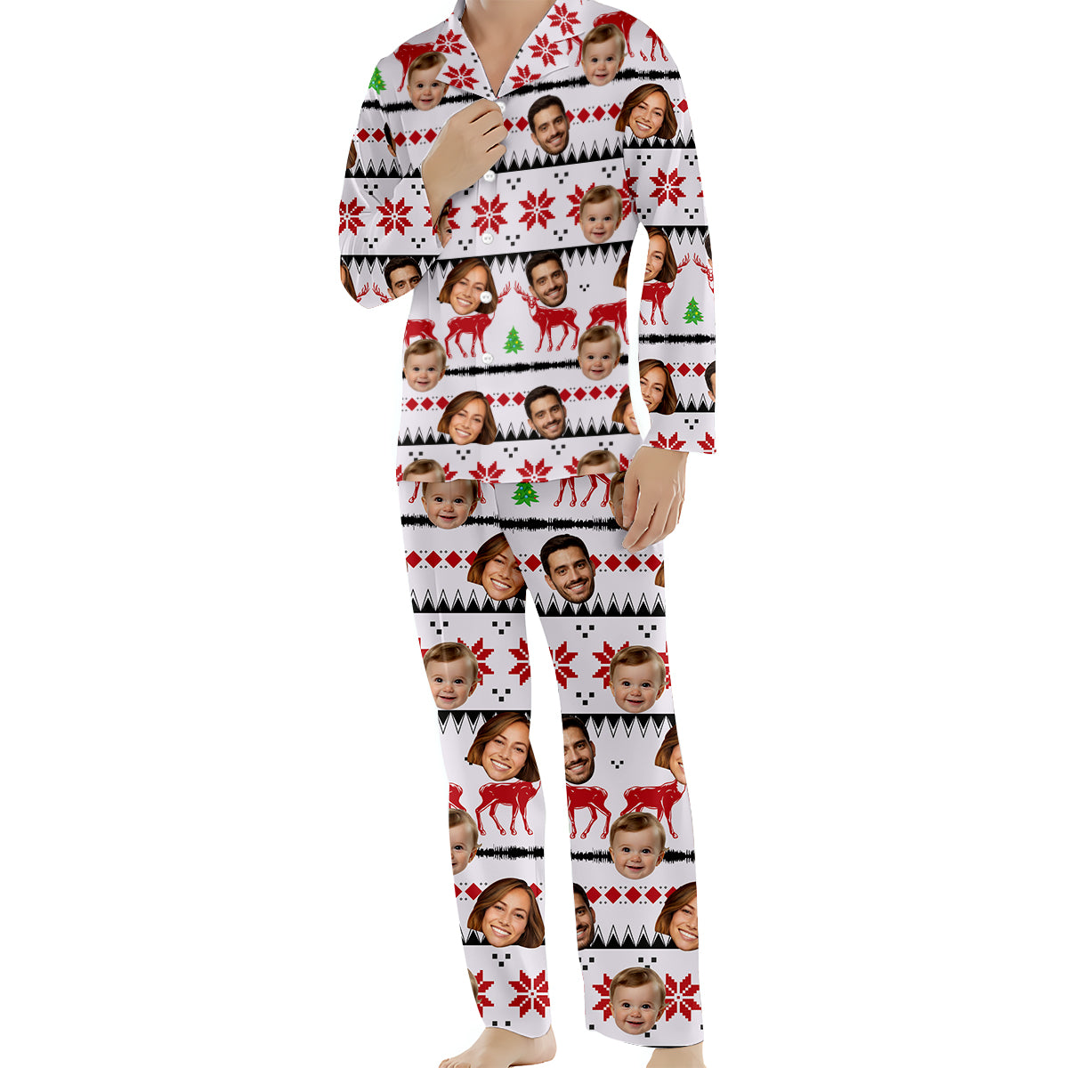 Custom Photo Pajamas Christmas - Family gift for anyone, dog lover, cat lover - Personalized Button Down Pajamas
