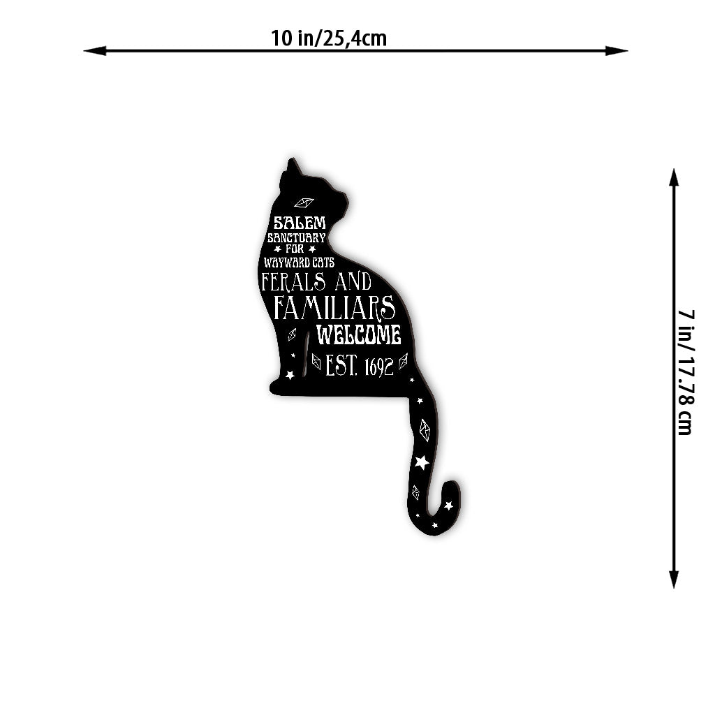 Salem Sanctuary for Wayward Cats Ferals and Familiars - Black Cat gift for witch - Door Frame Decoration