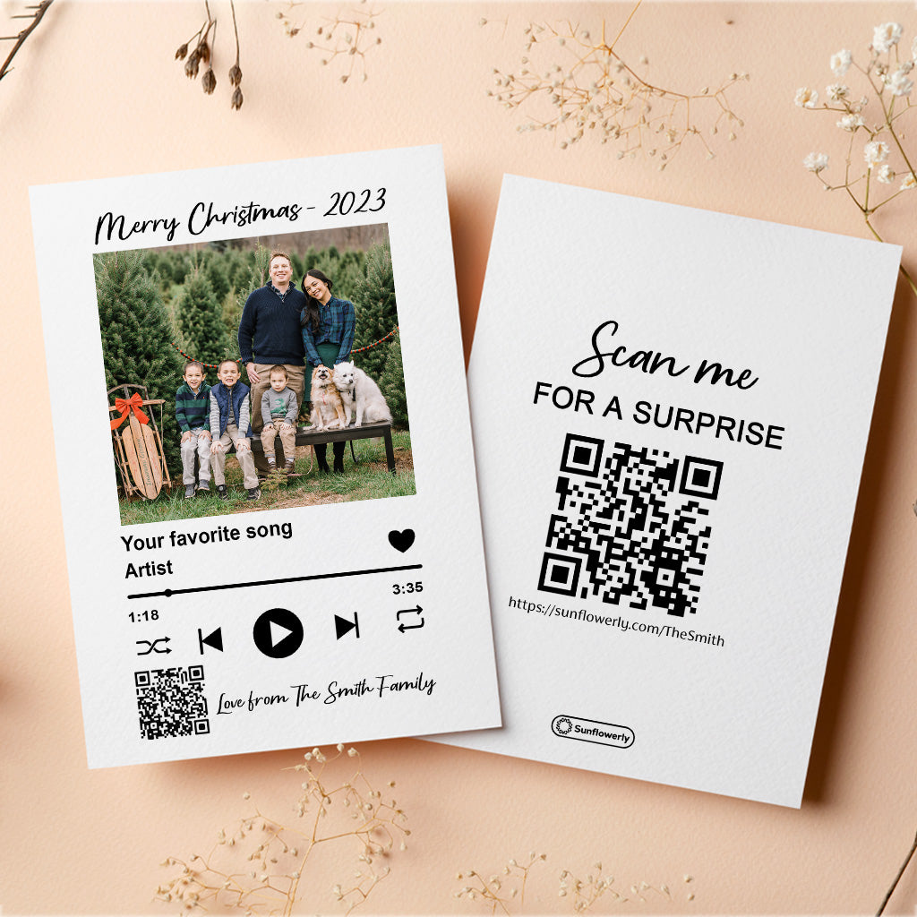 Christmas Favorite Songs With Photo Upload - Personalized QR Greeting Card