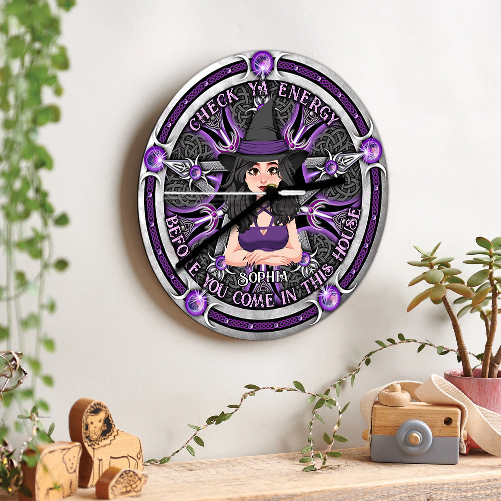 Check Ya Energy - Personalized Witch Wall Clock
