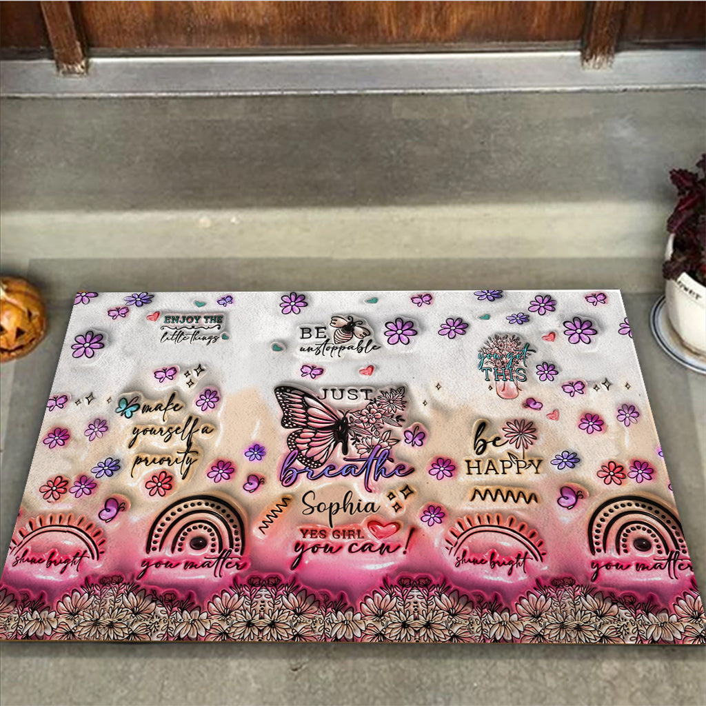 Positive Affirmations Butterfly - Personalized Butterfly Doormat