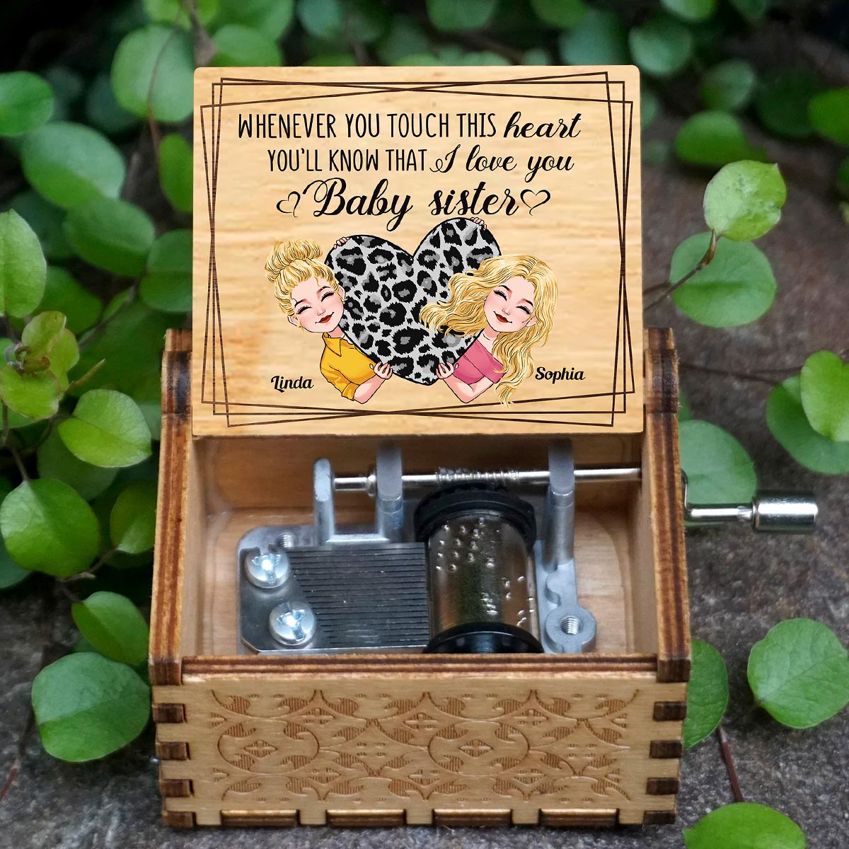 Whenever You Touch This Heart - Gift for mom, grandma, grandpa, daughter, son, granddaughter, grandson, wife, husband, dad, aunt, uncle, sister, brother - Personalized Hand Crank Music Box