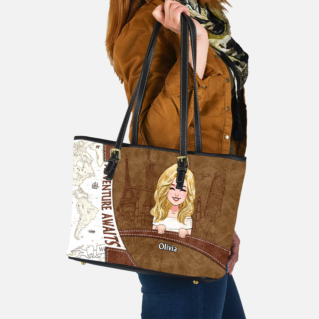 Adventure Awaits - Personalized Travelling Leather Bag