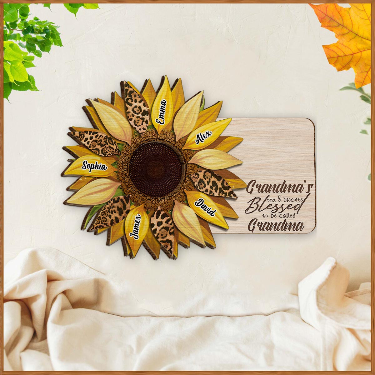 Grandma's Tea & Biscuits - Personalized Grandma 2 Layered Wood Sign