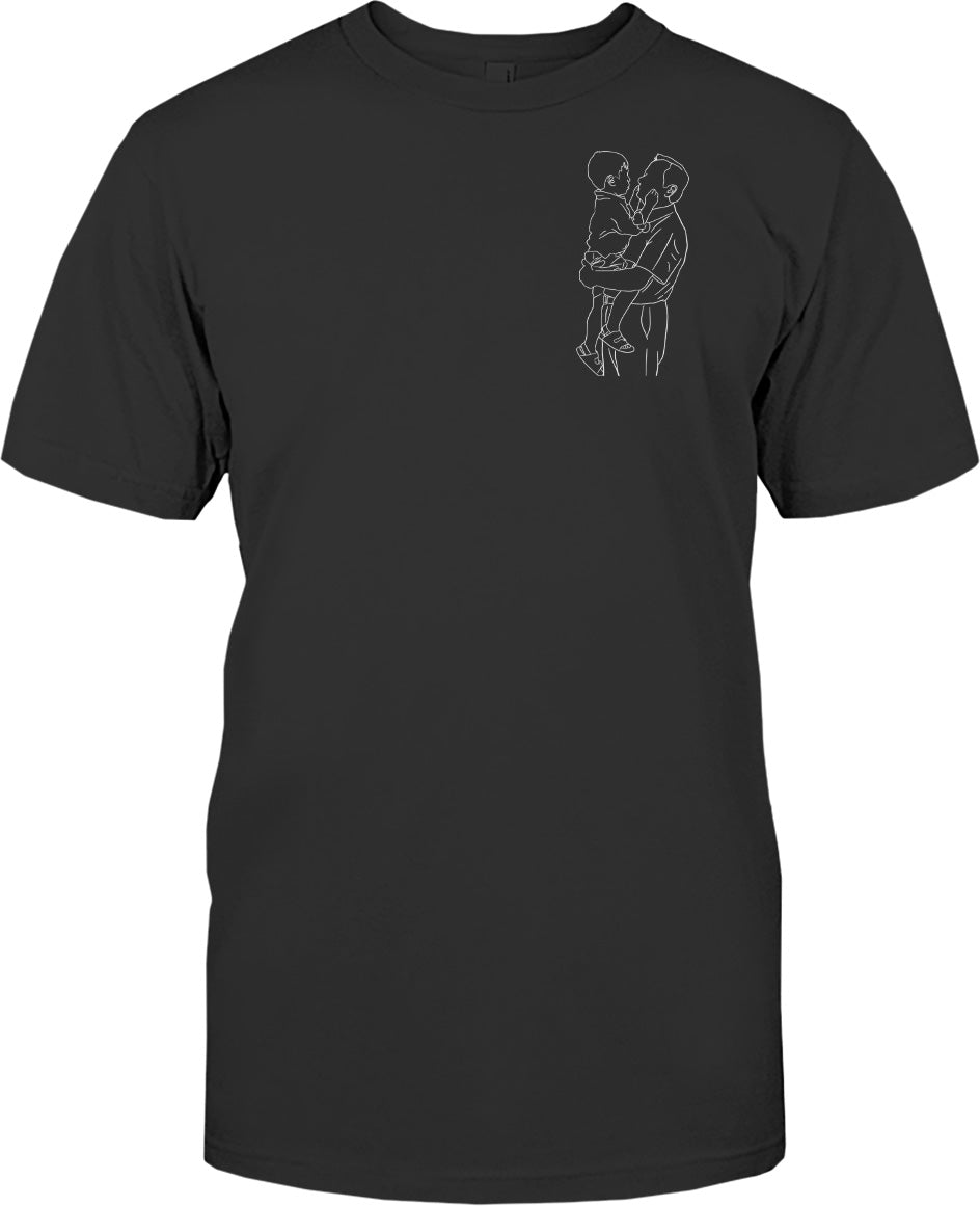 Custom Line Art - Personalized Grandpa Embroidered T-shirt
