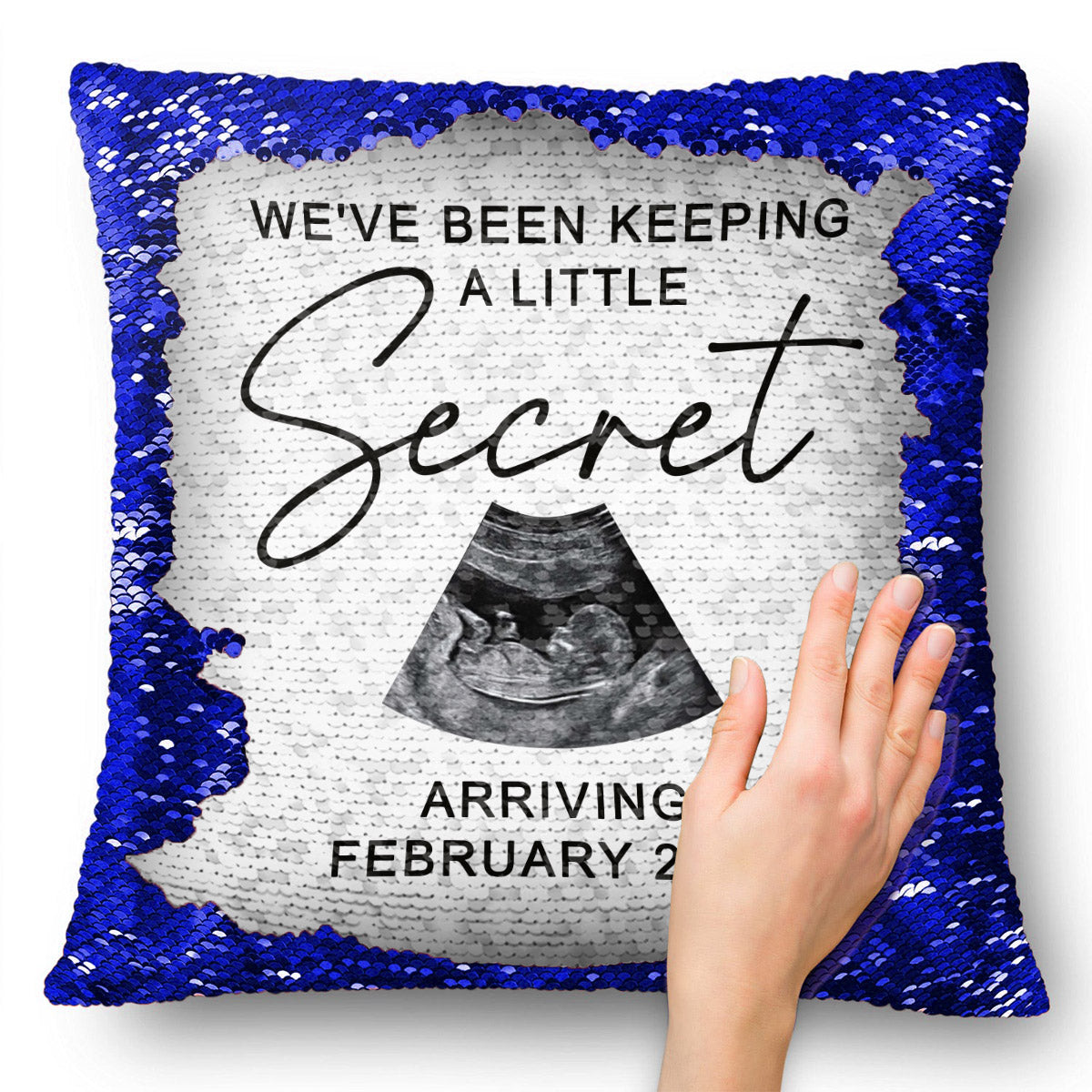 We've Been Keeping A Little Secret - Personalized Pregnancy Sequin Pillow Cover