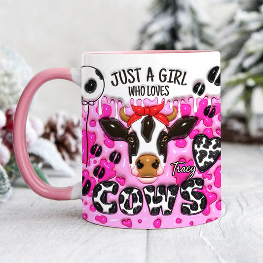 Just A Girl Who Loves Cow - Personalized Cow Accent Mug